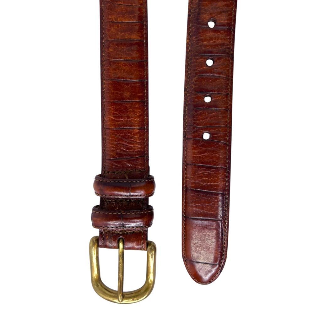 Martin Dingman Alligator Grain Italian Calfskin Belt Gold-tone Buckle Women's 28